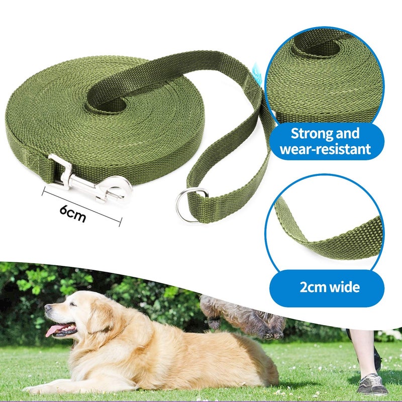 BAAPET 15/20/30/50/100 ft Long Dog Training Leash with Clickers for Small, Medium and Large Dogs or Cats (30 Feet, DarkGreen) - Image 2